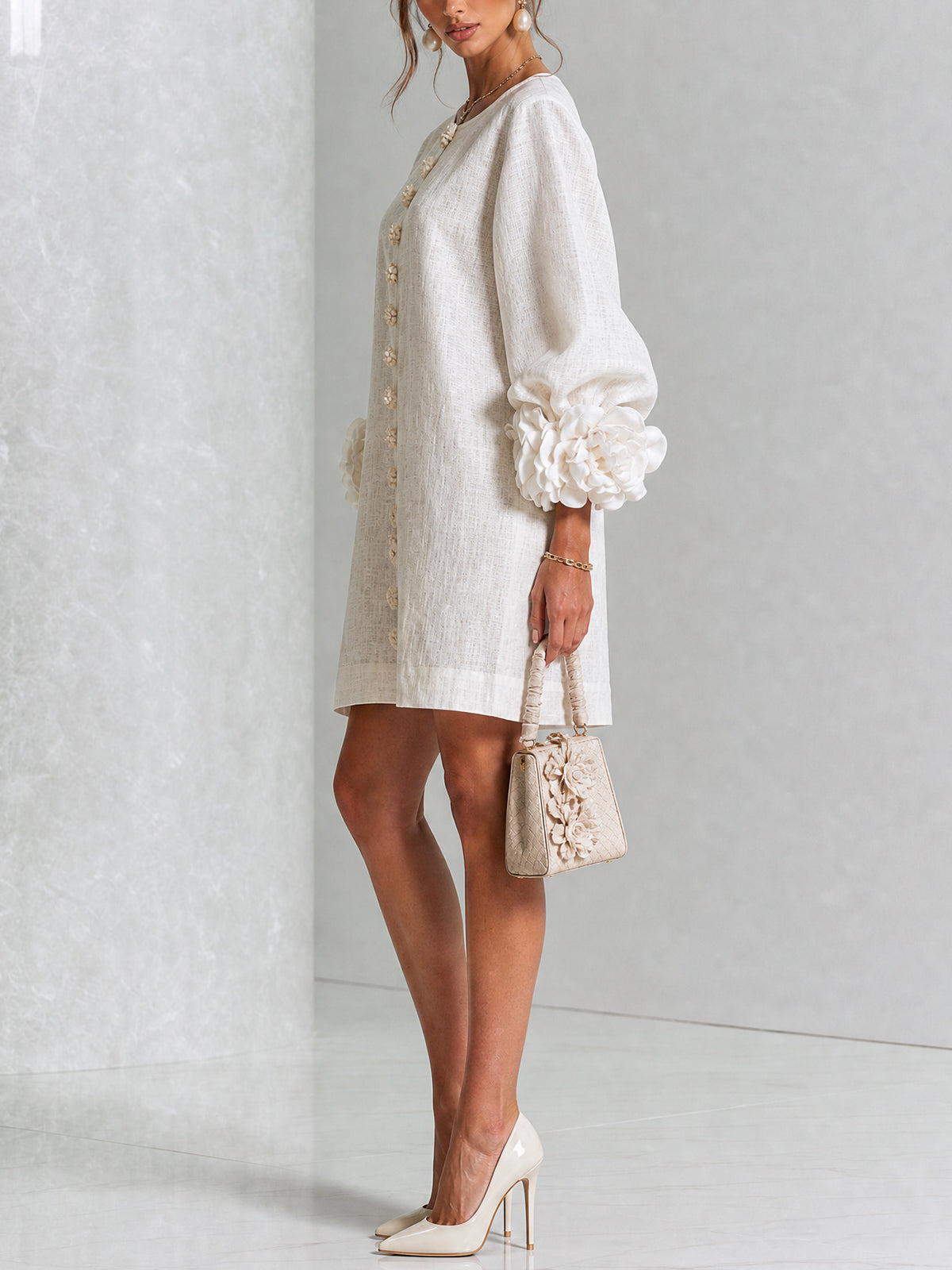 Relaxed Long Sleeve Mini Shift Dress