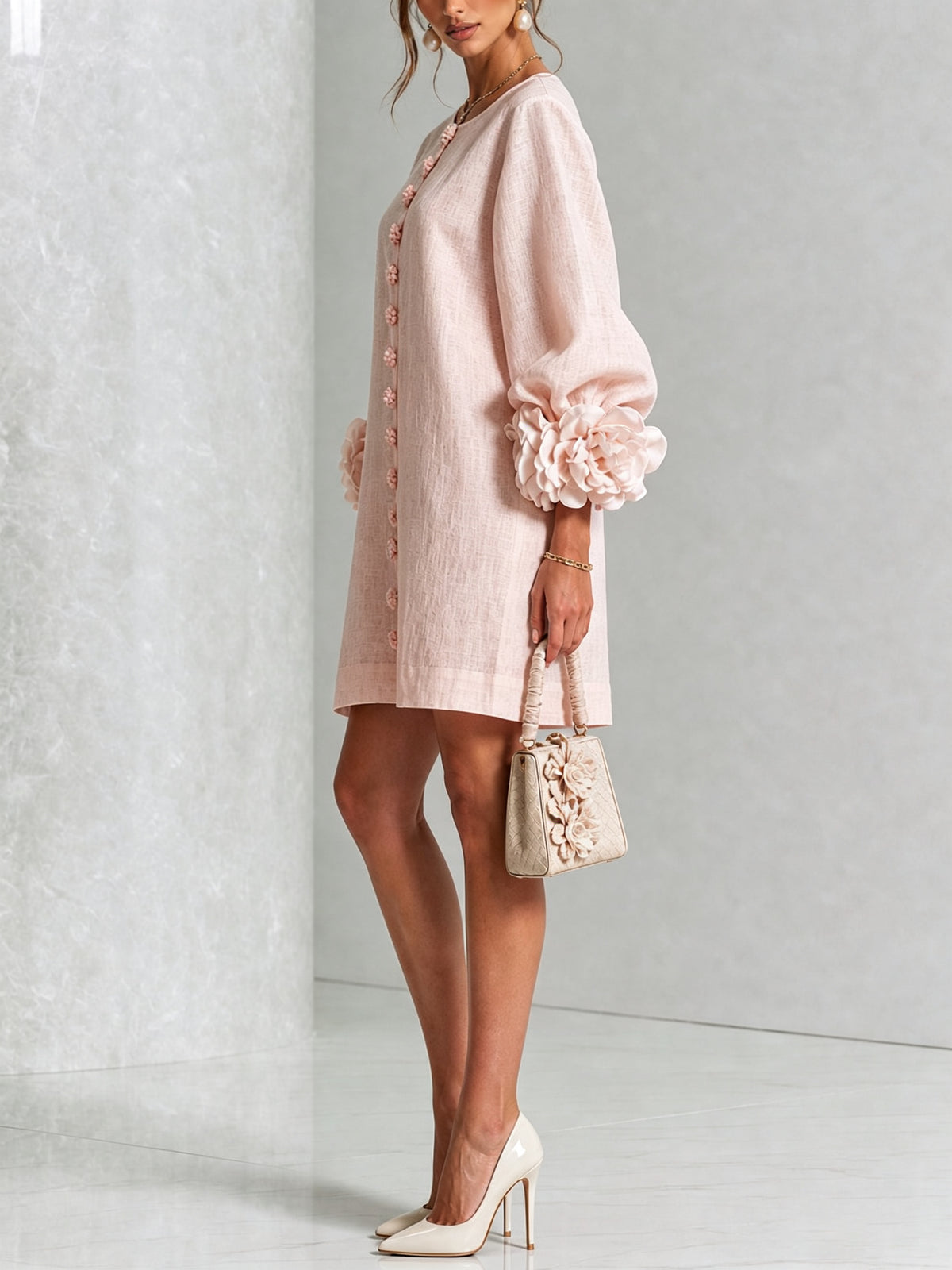 Relaxed Long Sleeve Mini Shift Dress