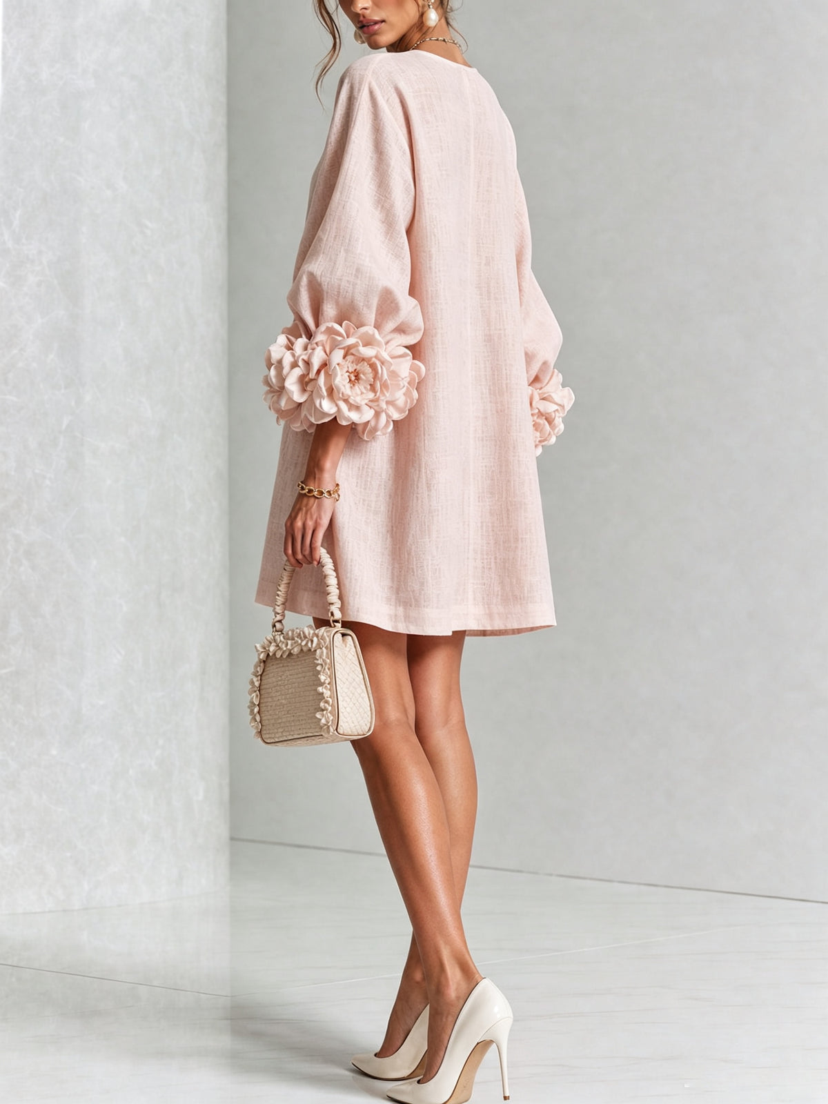Relaxed Long Sleeve Mini Shift Dress