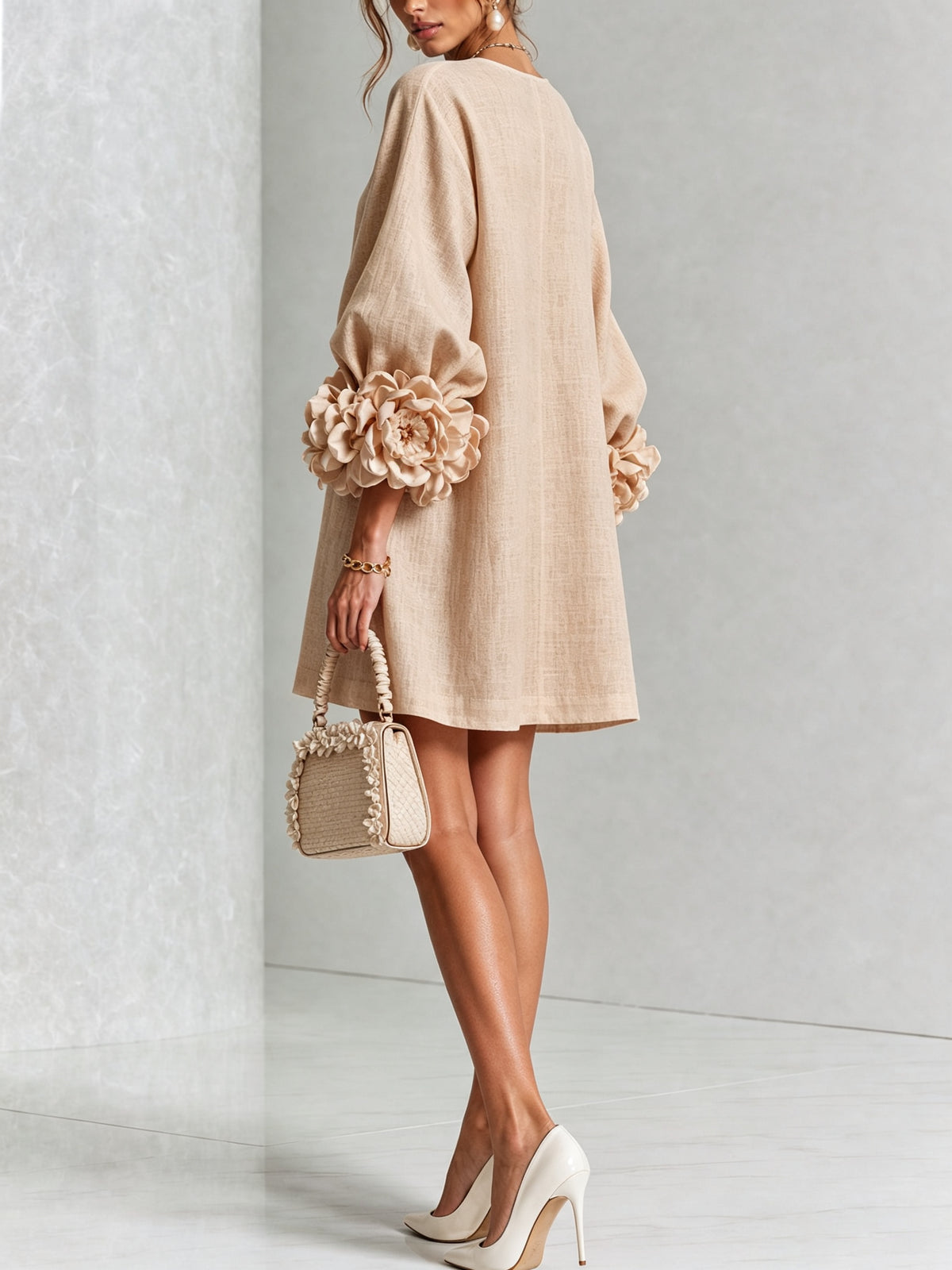 Relaxed Long Sleeve Mini Shift Dress