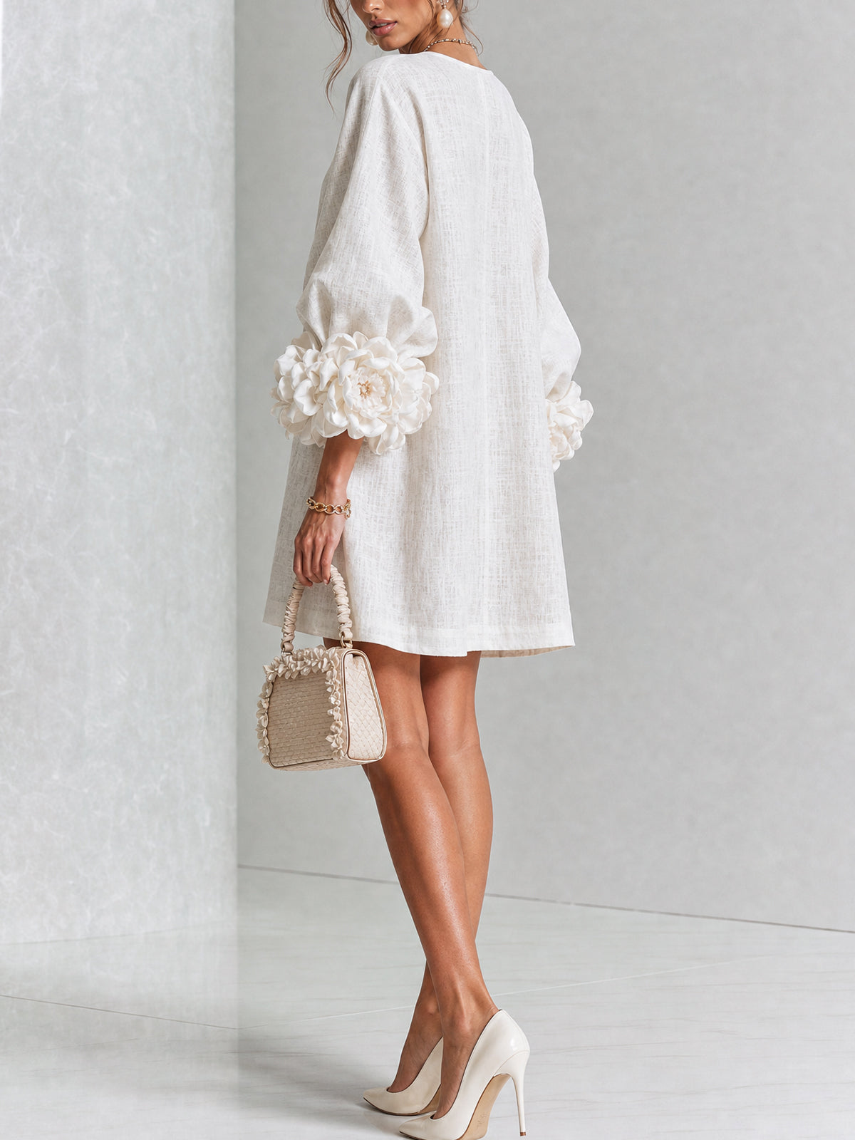 Relaxed Long Sleeve Mini Shift Dress