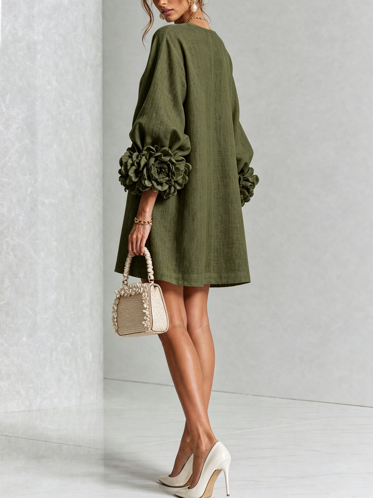 Relaxed Long Sleeve Mini Shift Dress
