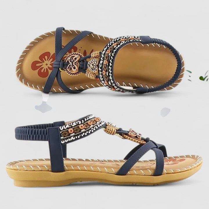 Flat Summer Sandals with Elasticated Ankle Strap