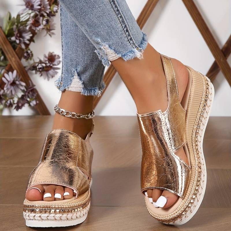 Chique Wedge Espadrilles with Buckle Ankle Fastening