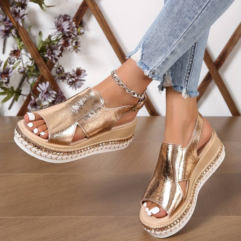 Chique Wedge Espadrilles with Buckle Ankle Fastening