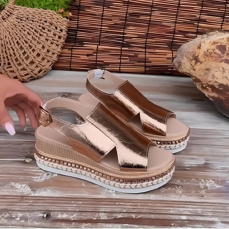Chique Wedge Espadrilles with Buckle Ankle Fastening