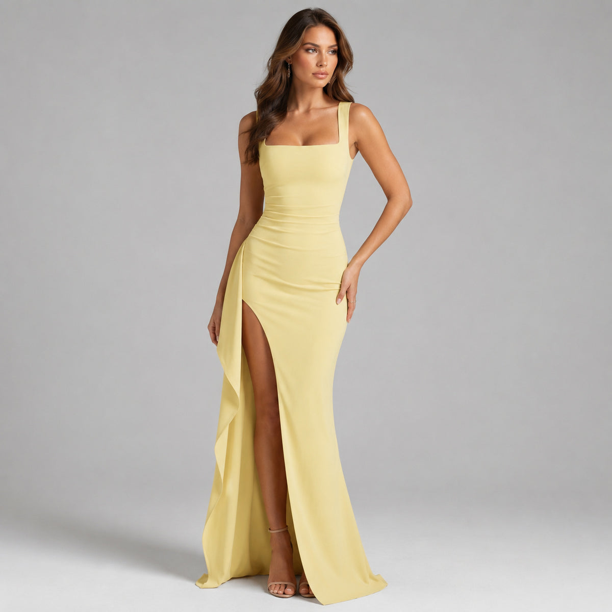 Sleeveless Maxi Slip Bodycon Dress