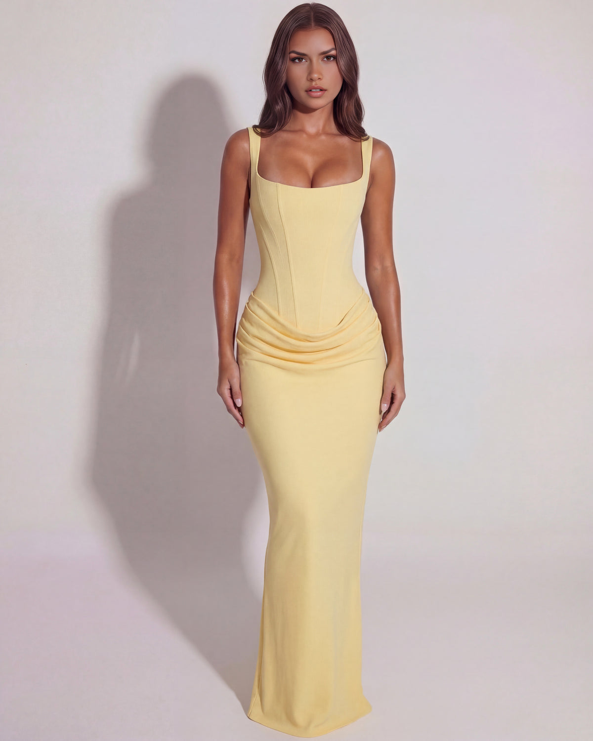 Sleeveless Square Neck Bodycon Maxi Dress