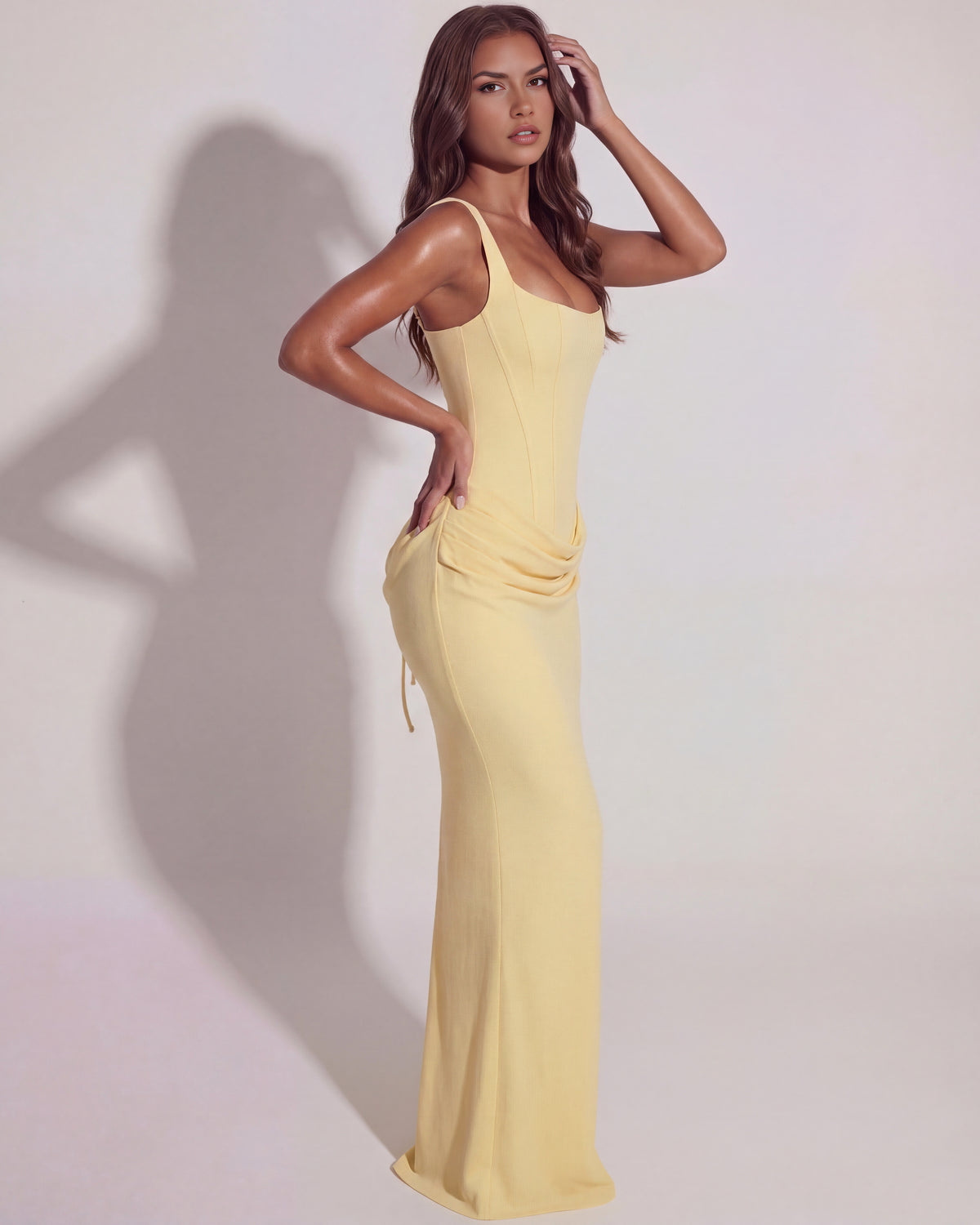 Sleeveless Square Neck Bodycon Maxi Dress