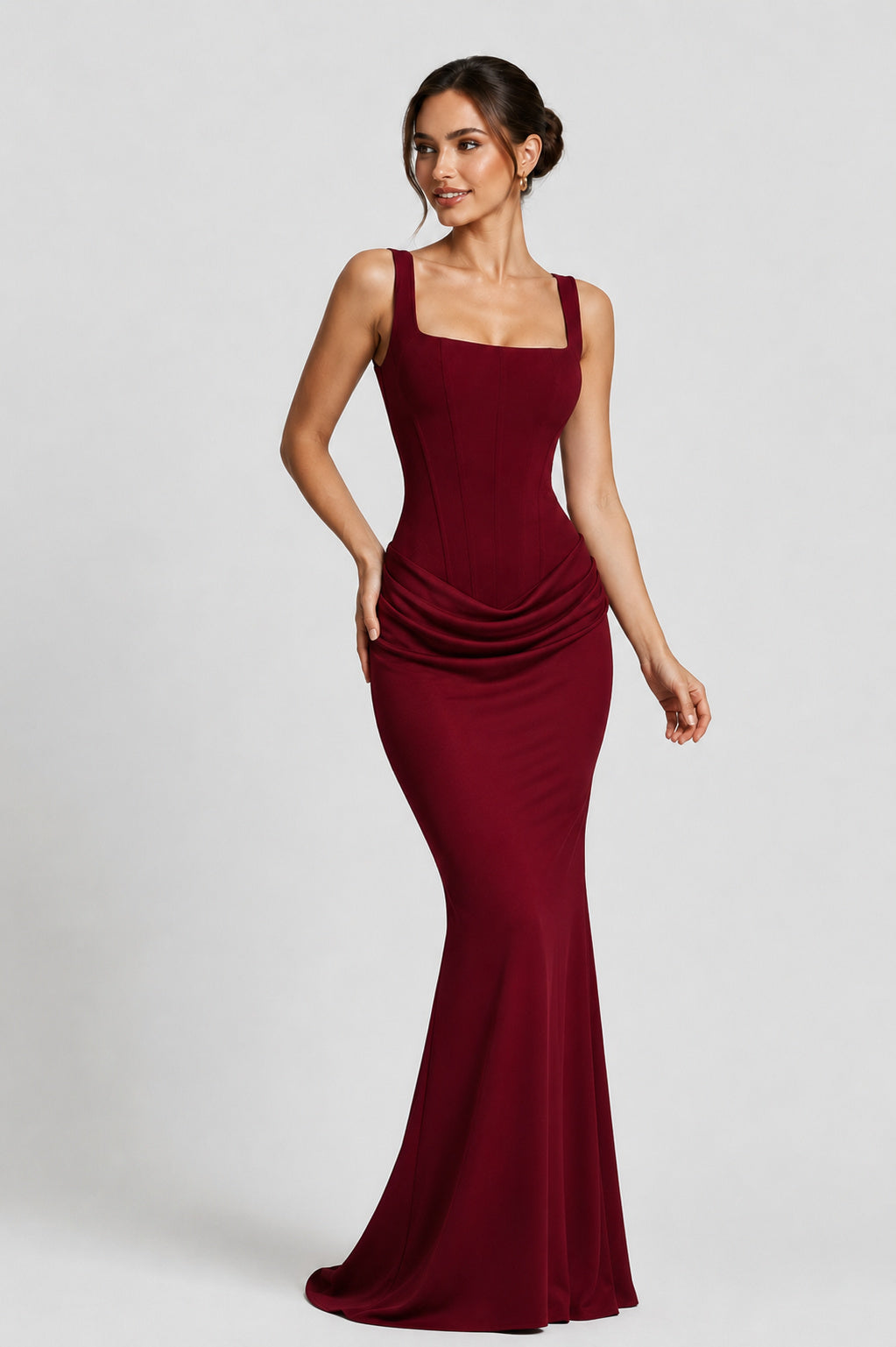 Sleeveless Square Neck Corset Maxi Dress