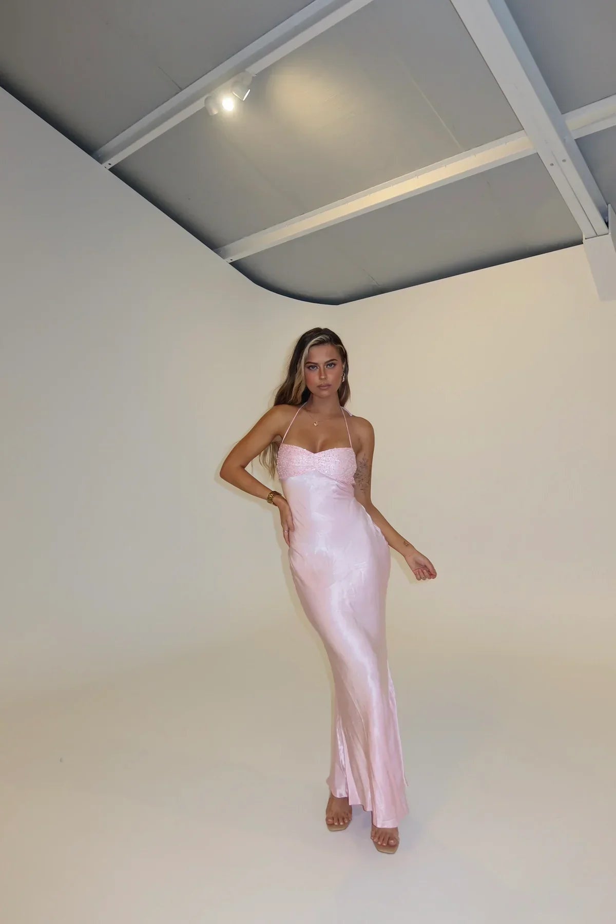 Sleeveless Sweetheart Neck Satin Maxi Dress