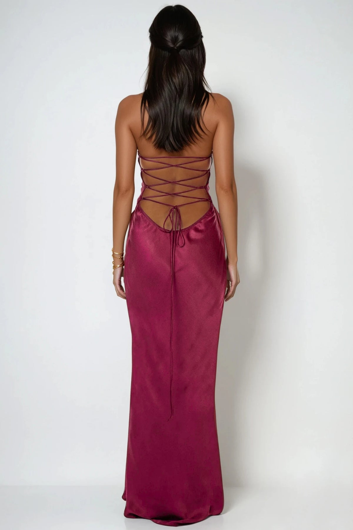 Sleeveless Sweetheart Neck Satin Maxi Dress