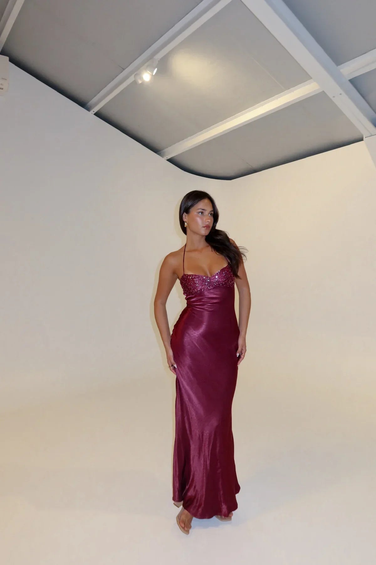 Sleeveless Sweetheart Neck Satin Maxi Dress