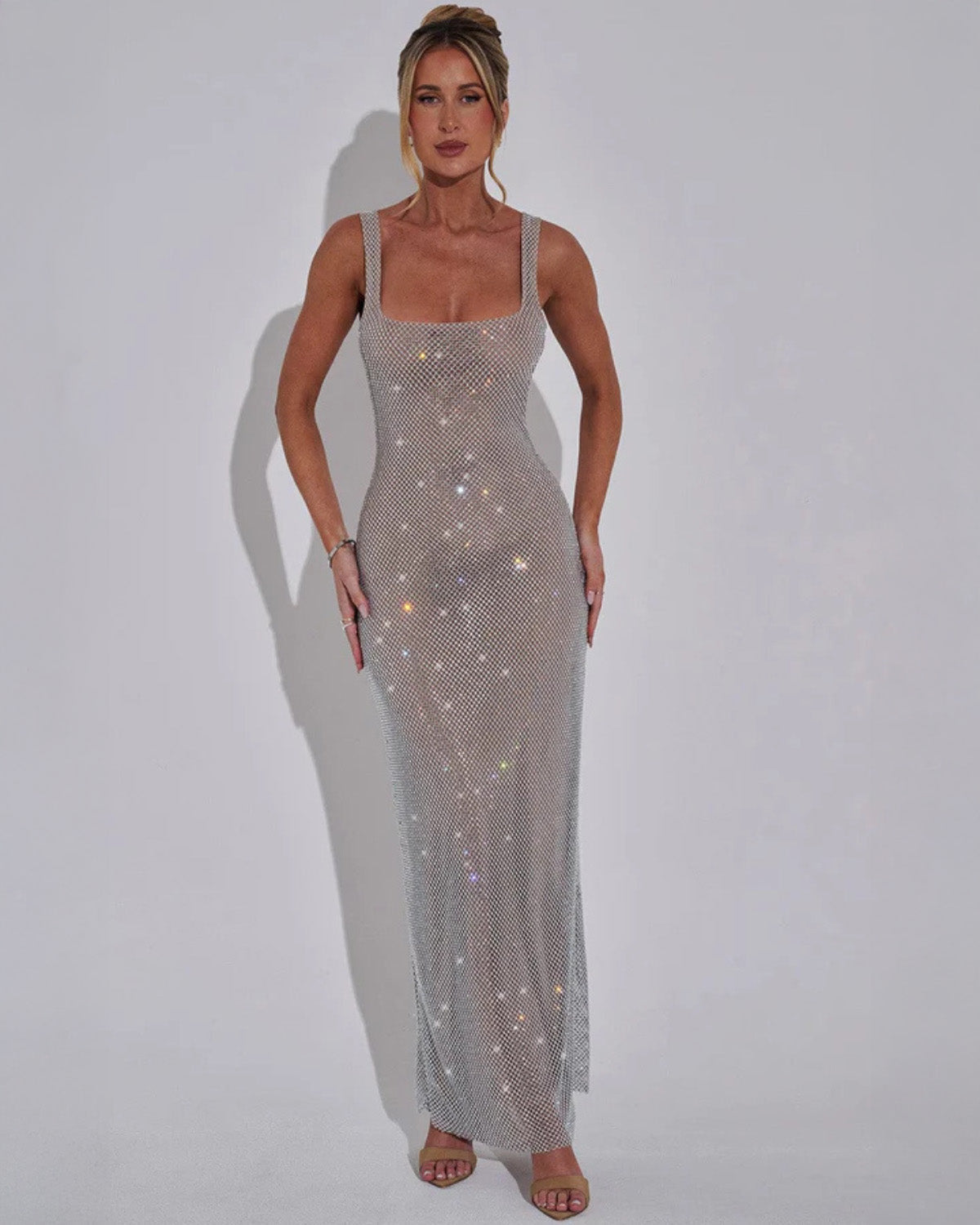 Square Neck Maxi Bodycon Dress