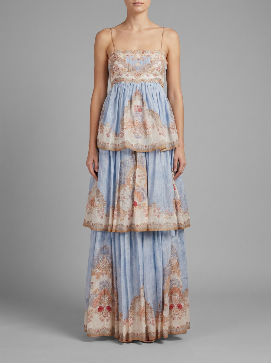 Strappy Floral Tiered Maxi Dress