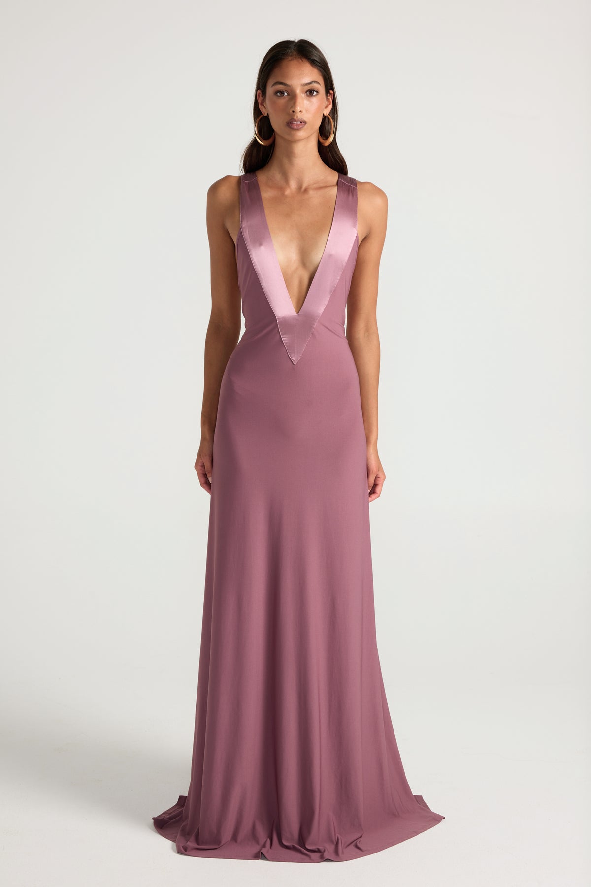 Strappy Plunge Neck Backless Maxi Dress