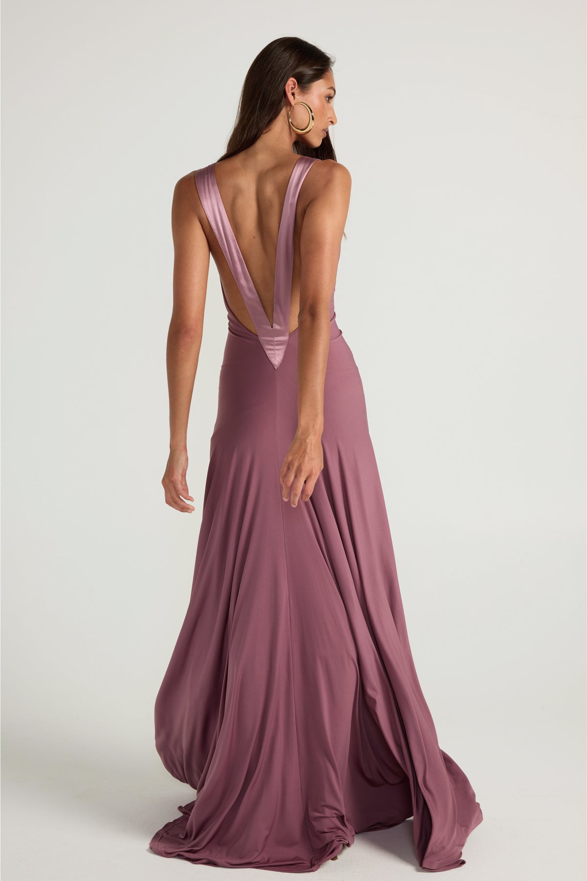 Strappy Plunge Neck Backless Maxi Dress