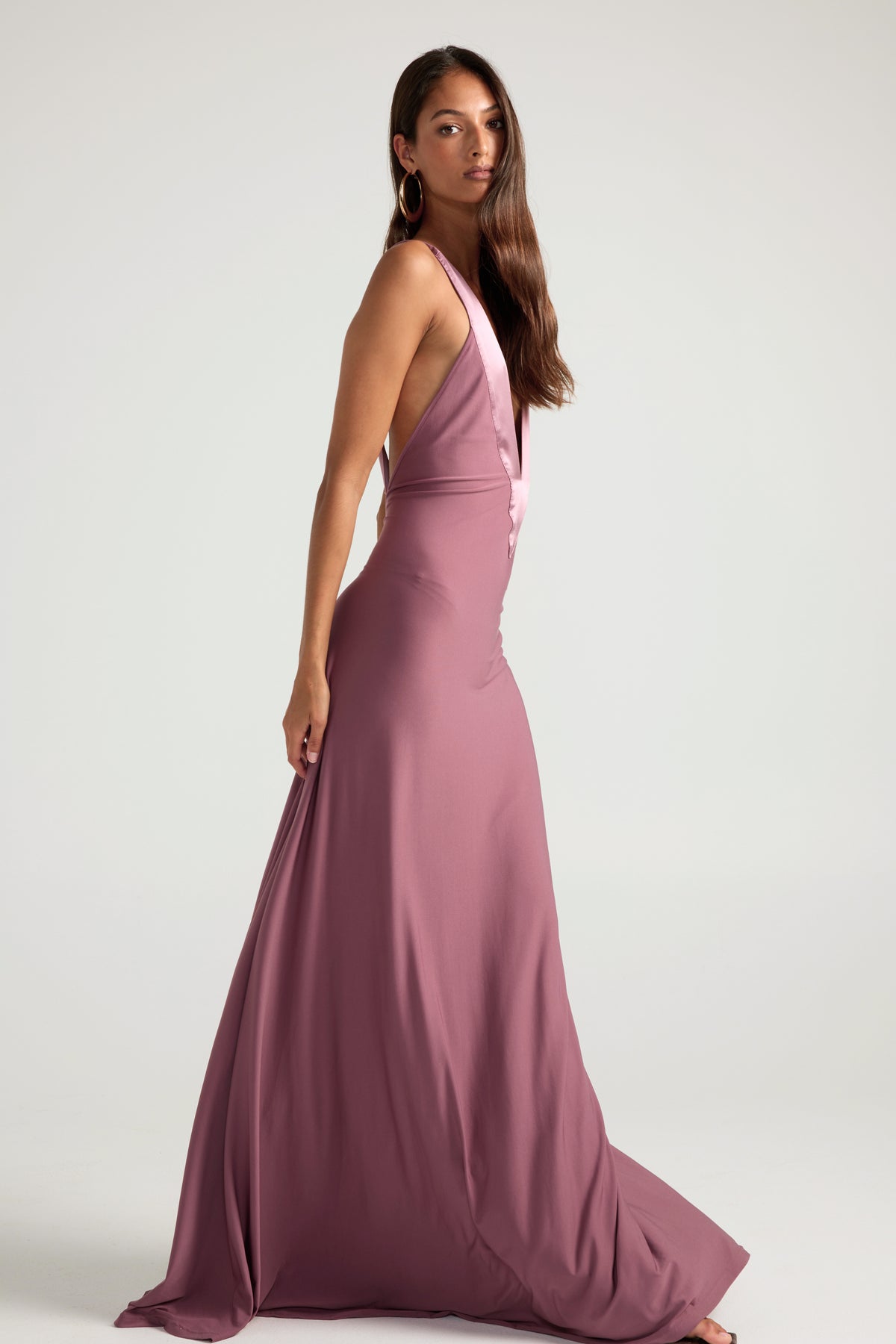 Strappy Plunge Neck Backless Maxi Dress