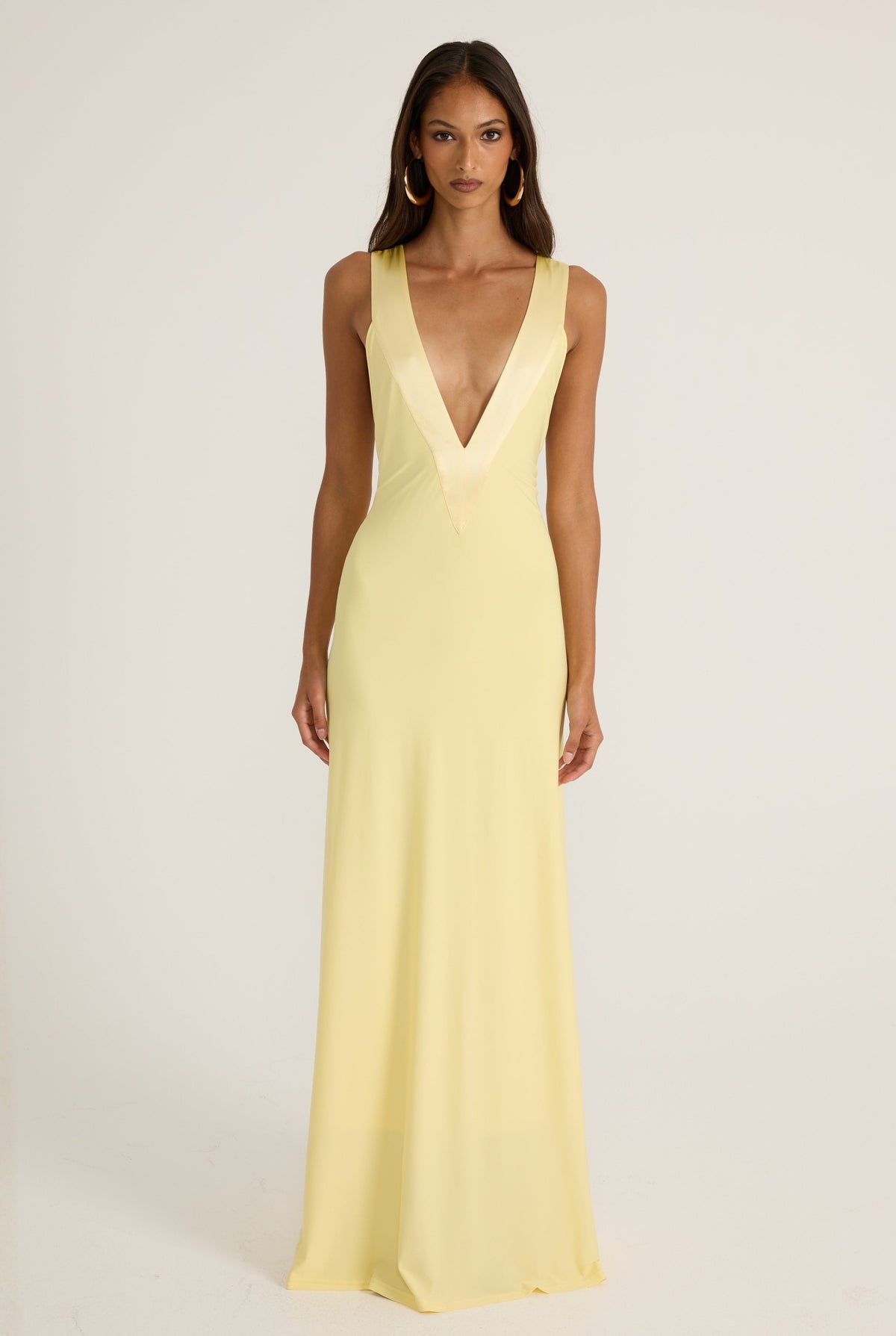 Strappy Plunge Neck Backless Maxi Dress