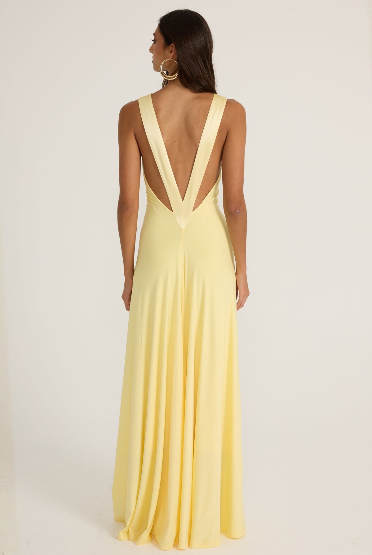 Strappy Plunge Neck Backless Maxi Dress