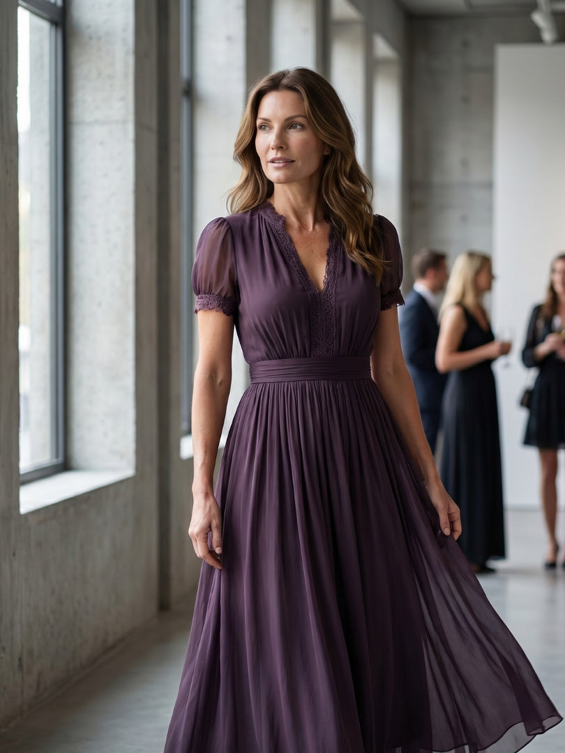 V Neck Floral Maxi Dress