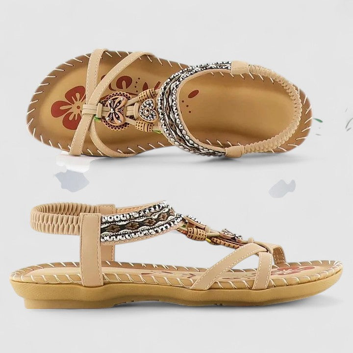 Flat Summer Sandals with Elasticated Ankle Strap