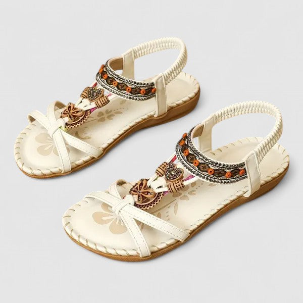Flat Summer Sandals with Elasticated Ankle Strap