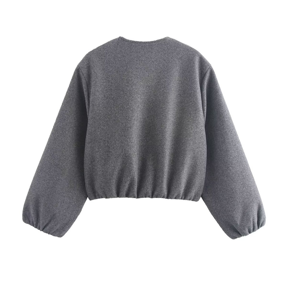 Women's Boxy Round Neck Cropped Bomber Jacket