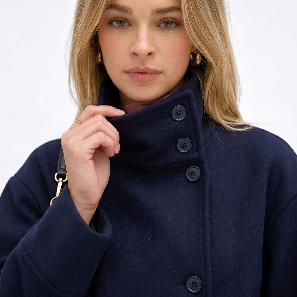 Women's Boxy Wool Funnel Neck Jacket