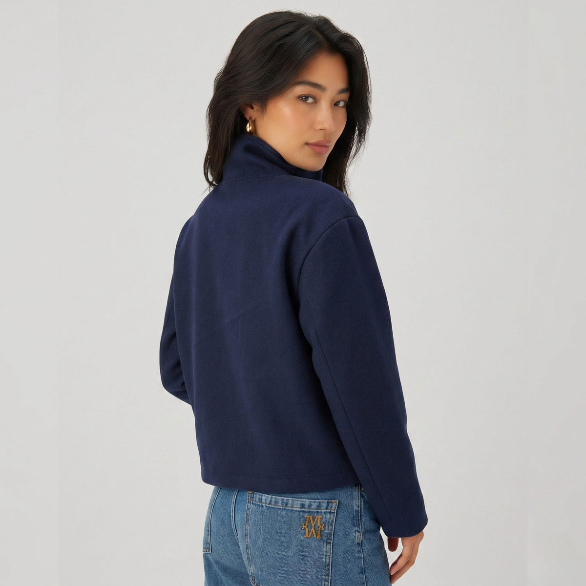 Women's Boxy Wool Funnel Neck Jacket