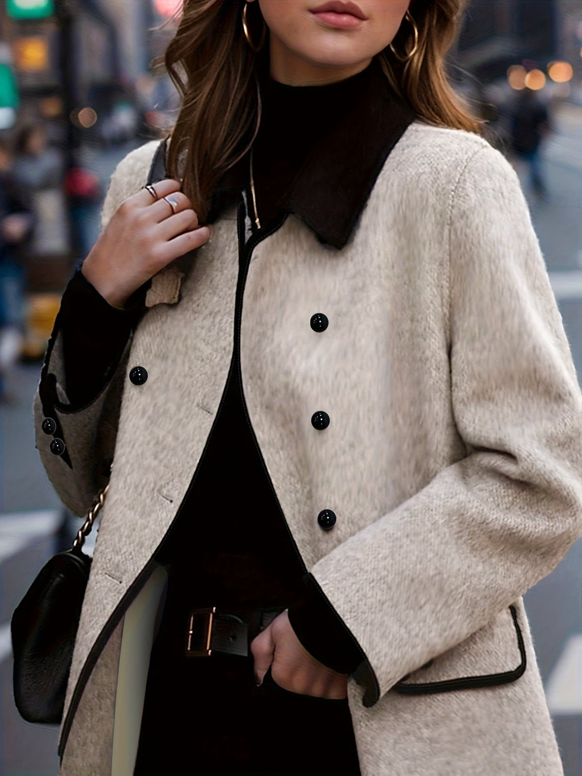 Women's Collared Double Breasted Midi Coat