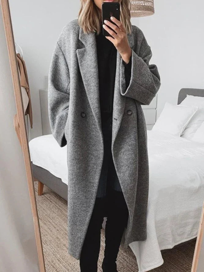 Women's Collared Double Breasted Tailored Overcoat