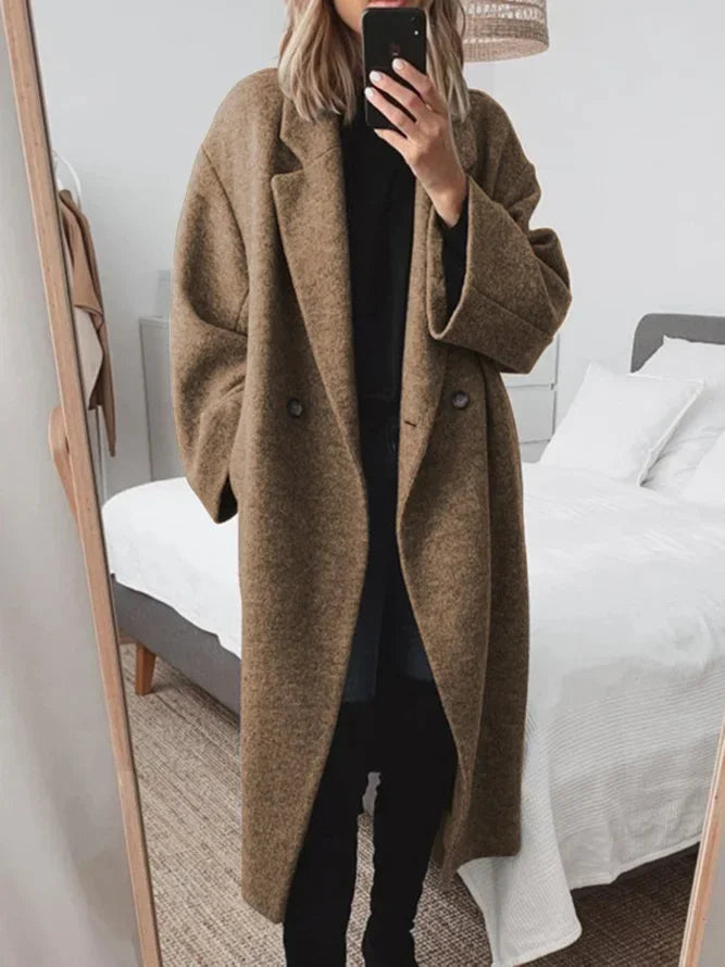 Women's Collared Double Breasted Tailored Overcoat