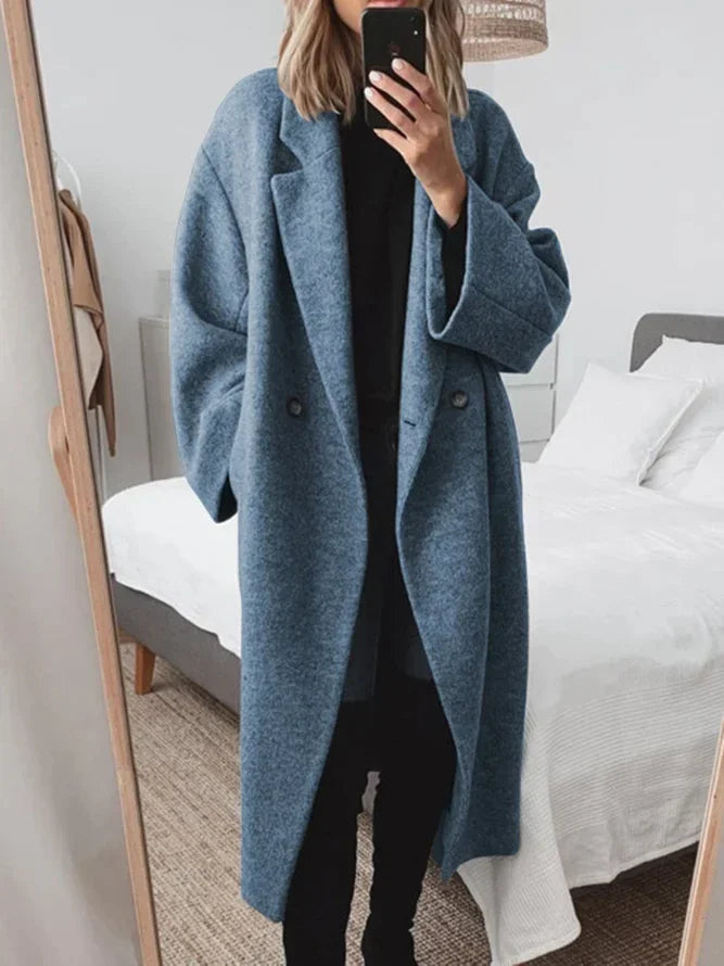 Women's Collared Double Breasted Tailored Overcoat
