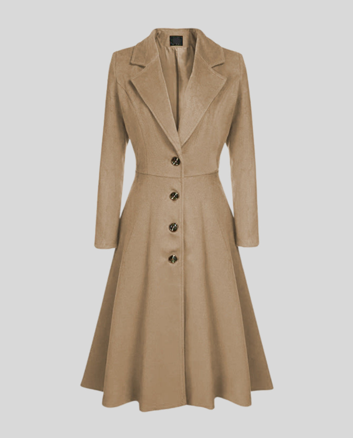 Women's Collared Single Breasted A-Line Coat