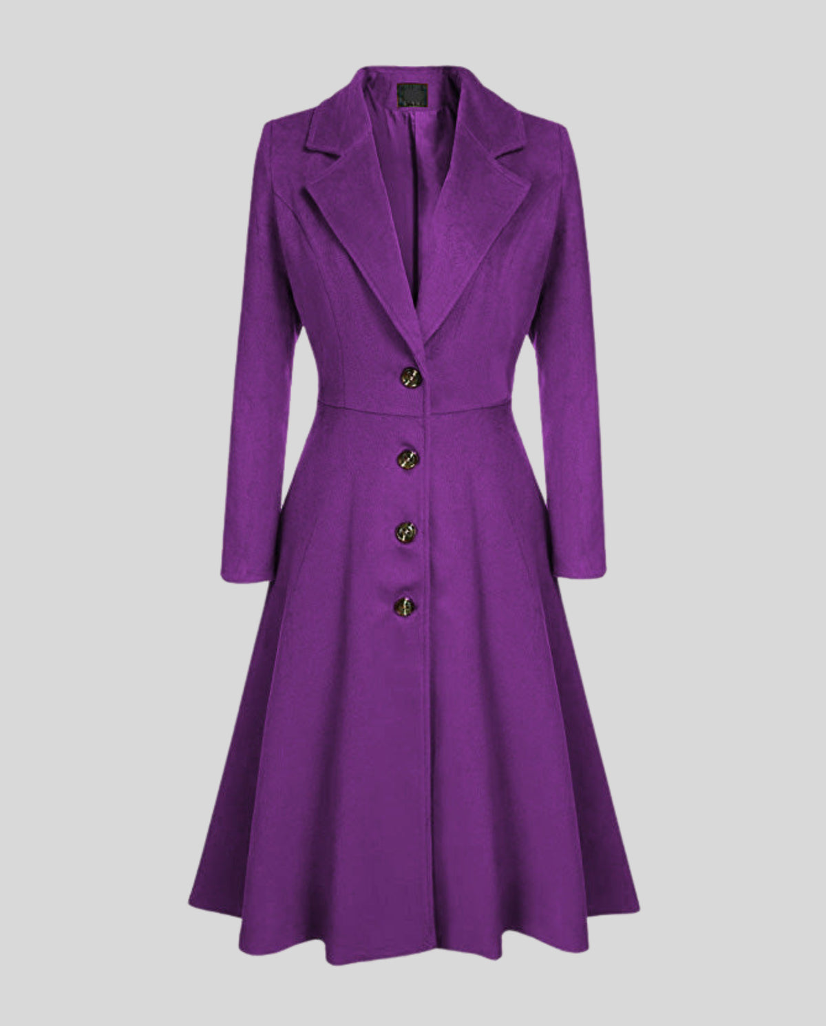 Women's Collared Single Breasted A-Line Coat