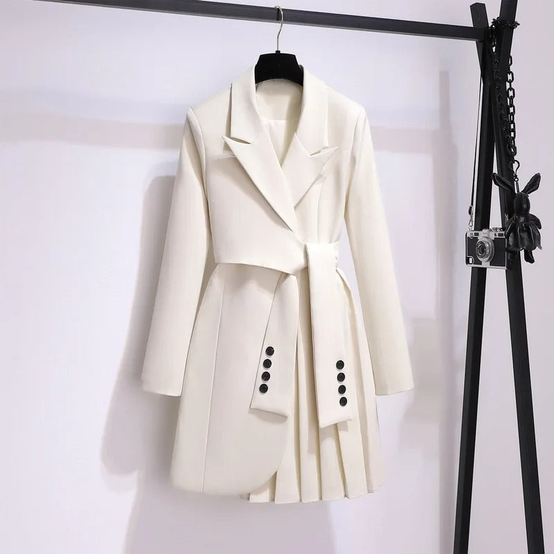 Women's Collared Tie Blazer Coat