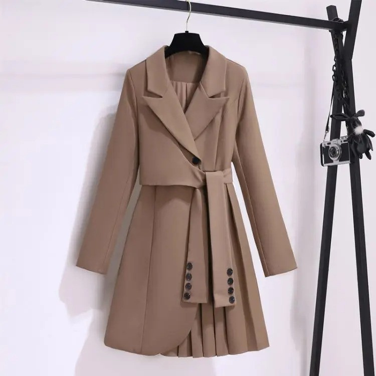 Women's Collared Tie Blazer Coat