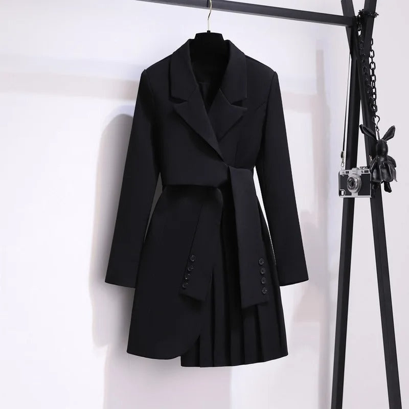Women's Collared Tie Blazer Coat