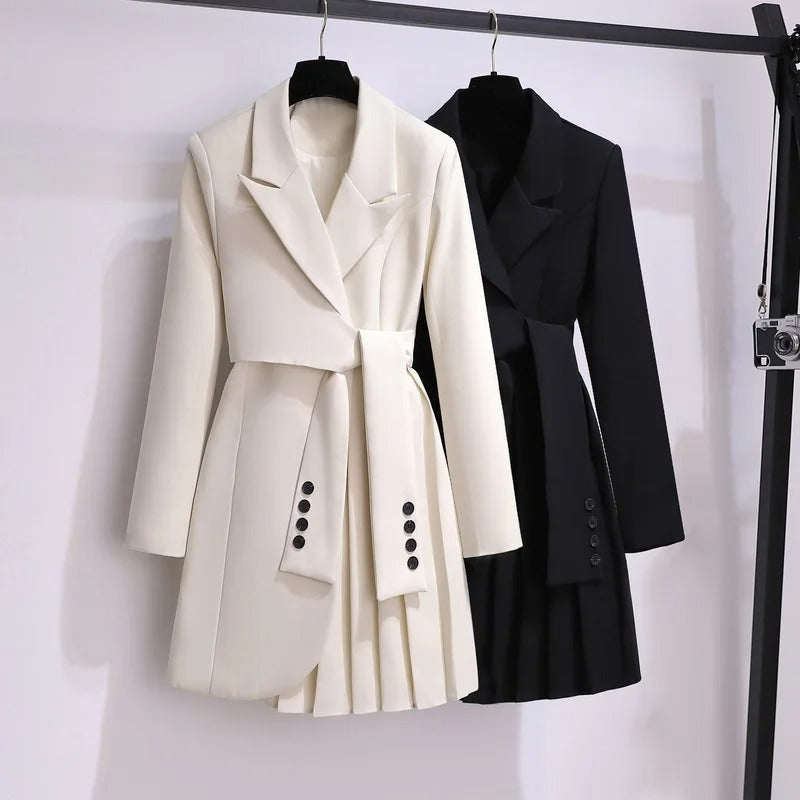 Women's Collared Tie Blazer Coat