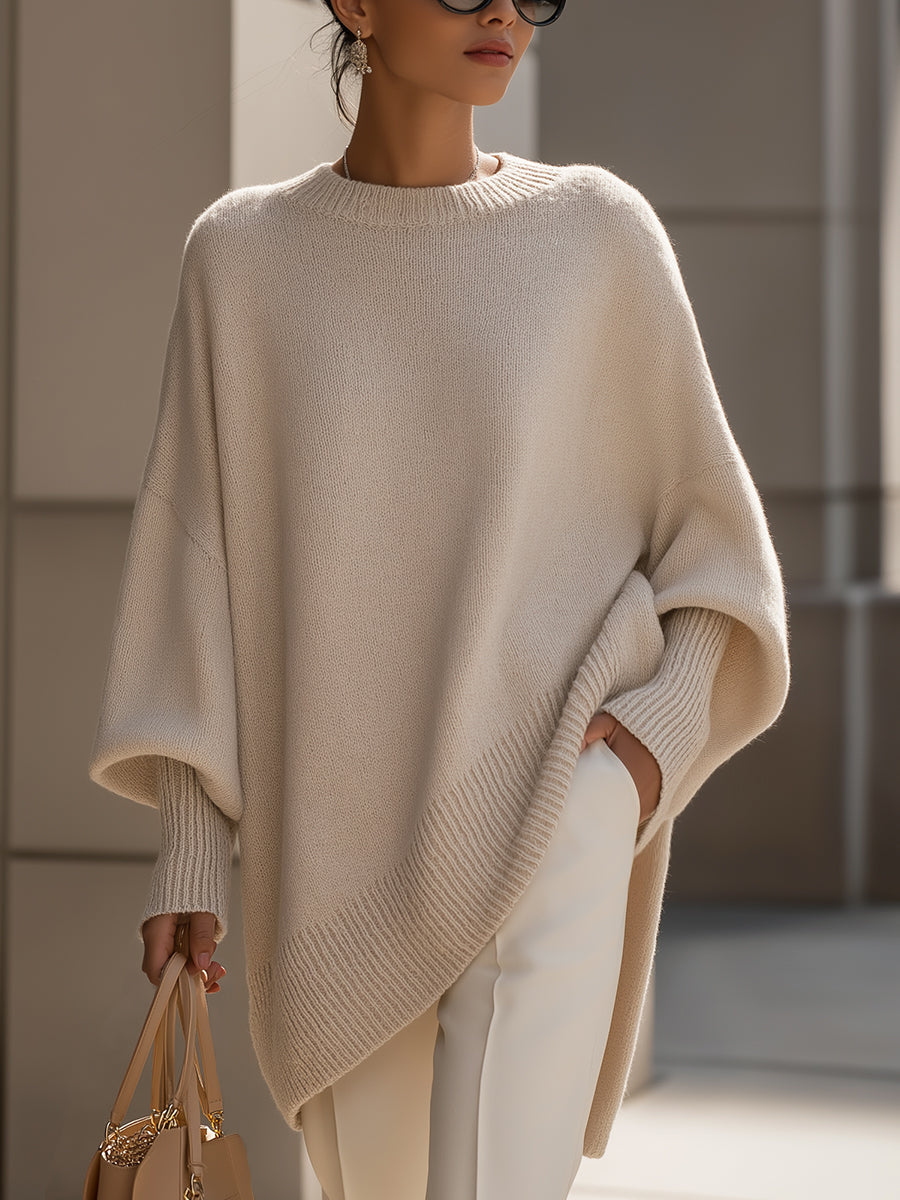 Women's Crew Neck Plain Oversized Jumper