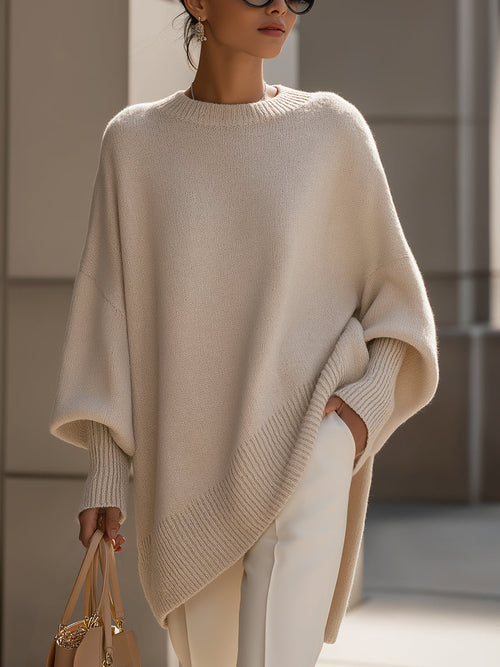 Women's Crew Neck Plain Oversized Jumper