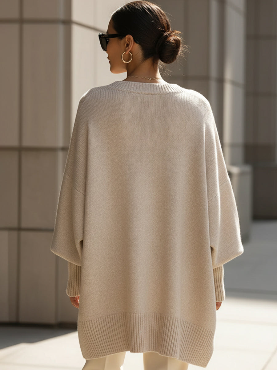 Women's Crew Neck Plain Oversized Jumper