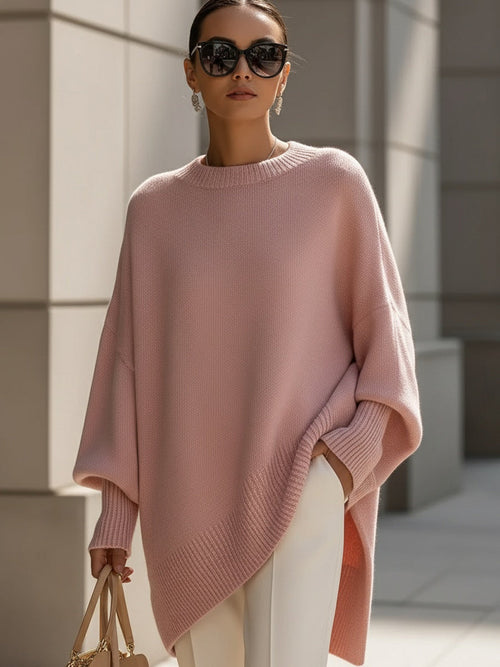 Women's Crew Neck Plain Oversized Jumper