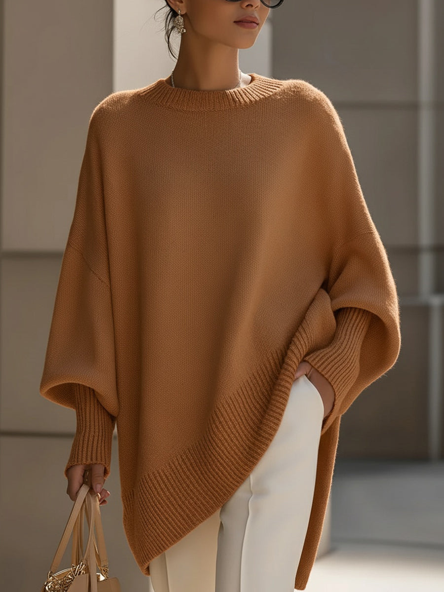 Women's Crew Neck Plain Oversized Jumper