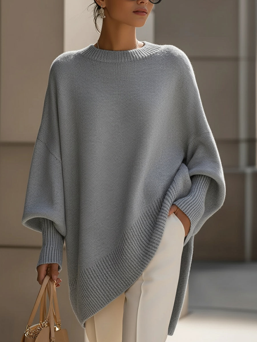 Women's Crew Neck Plain Oversized Jumper