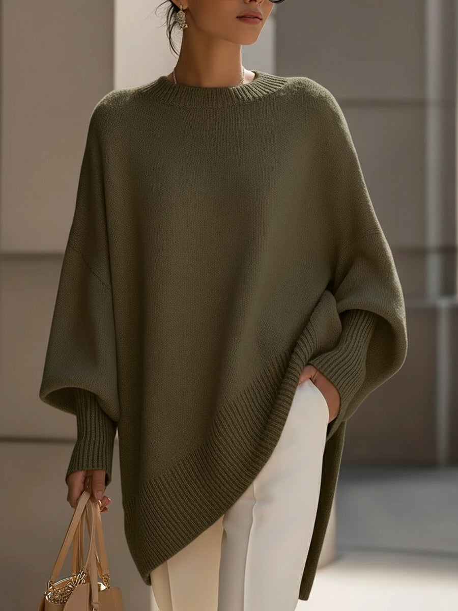 Women's Crew Neck Plain Oversized Jumper