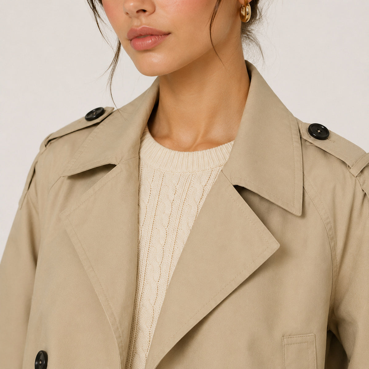 Women's Double Breasted Cropped Trench Jacket