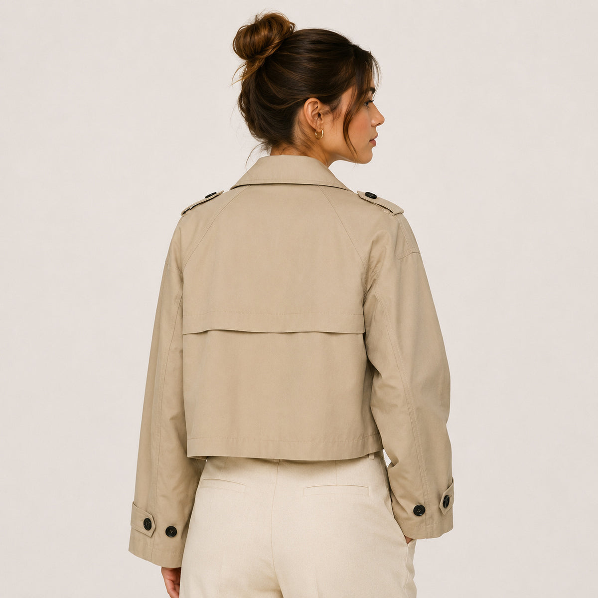 Women's Double Breasted Cropped Trench Jacket