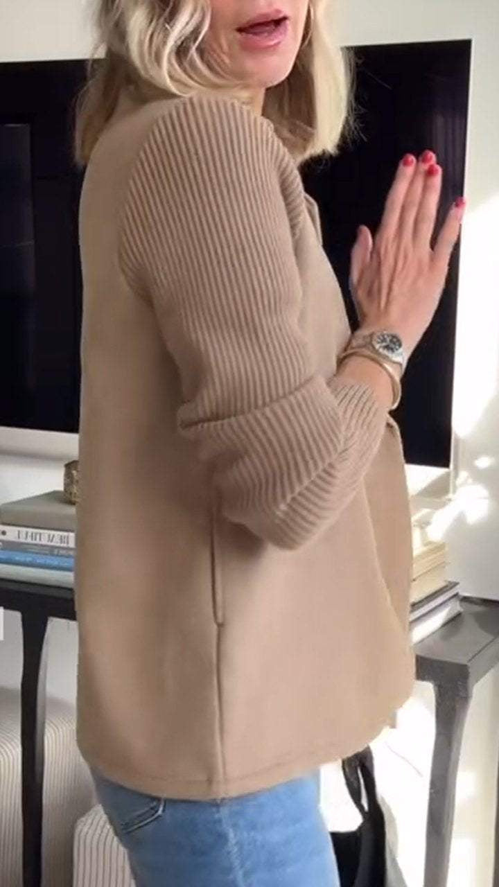 Women's Double Breasted Knitted Sleeve Blazer